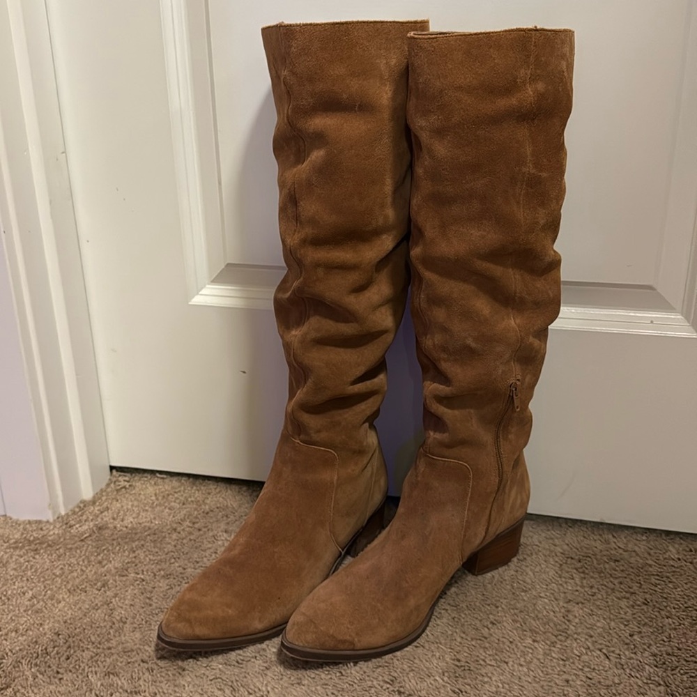 Size 10 Brown Swede leather riding boots